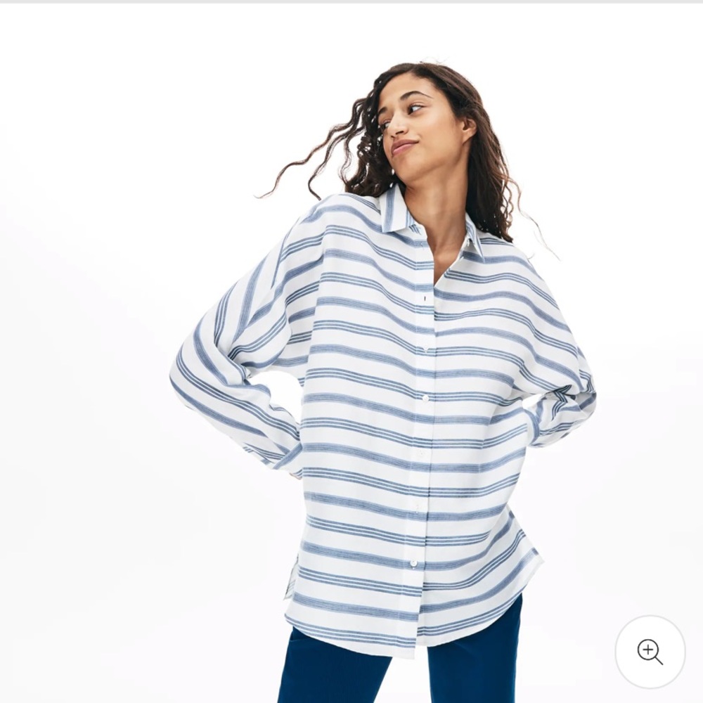 Lacoste Loose Fit Striped Lightweight Cotton Shirt